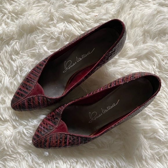 Vintage 80s Leather Patterned Thomas Wallace Heels - Size 6.5 - Picture 1 of 8